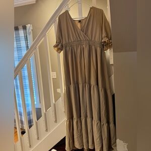 Beige Tiered Maxi Dress